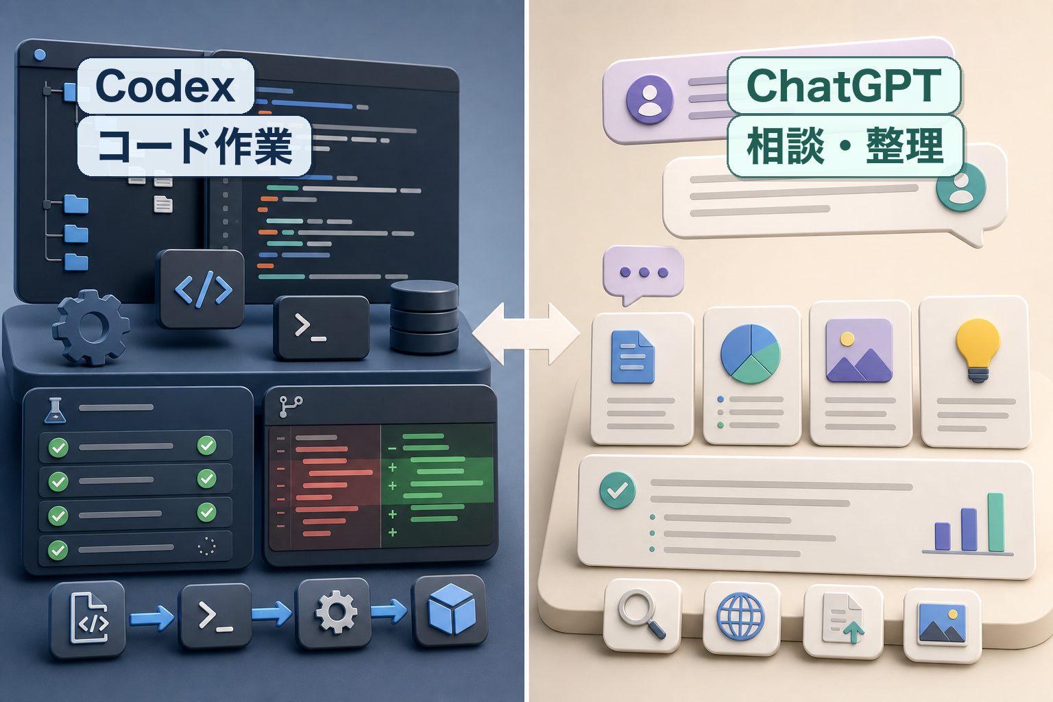 CodexとChatGPTの違いを一言でいうとのイメージ